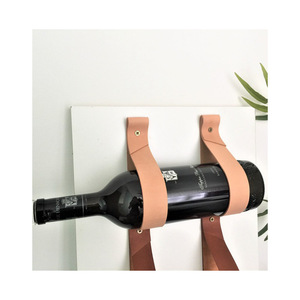 Customized Nordic style PU leather <b>wine</b> <b>rack</b>, minimalist and stylish <b>wine</b> pendant for hotels and restaurants, home <b>wall</b>-mounted - Product Image 5
