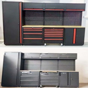 Armoire à outils modulaire pour atelier et garage, poste de travail, 12 tiroirs, capacité de charge de 200 kg, OEM/OBM, verrouillable, roulettes, hauteur réglable - Product Image 4
