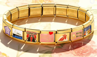 Vente en gros en vrac DIY 9mm Cartoon Modular Football Series Bracelet en acier inoxydable Femmes Hommes Bracelet à breloques italien Bijoux Cadeau