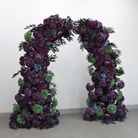 Arche de fleurs artificielles en soie d'hortensia violet foncé et magenta pour décoration de fond de cérémonie de mariage, entrée et allée