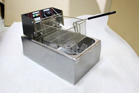 Freidora Eléctrica Comercial de Acero Inoxidable de 2500W y 220V para Hamburgueserías y Pollo Frito