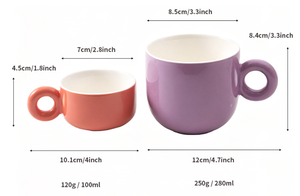 Ceramic Coffee <b>Mugs</b> Solid Color Matte Finish Round Belly Design With Ring Handle For Home Use Afternoon Tea - Product Image 3