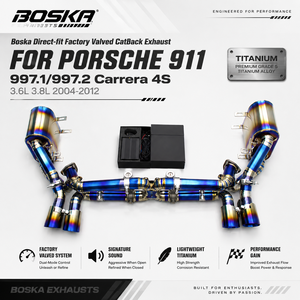 ท่อไอเสียแบบ Catback พร้อมวาล์ว สำหรับ PORSCHE 911 997.1/997.2 Carrera 4S 3.6L 3.8L ปี 2004-2012 ยี่ห้อ Boska ผลิตจากไทเทเนียม - Product Image 1