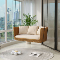 Fauteuil suspendu en corde tressée pour porche, imperméable et résistant aux UV, pour terrasse, cour et jardin (1 place/2 places)