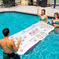 OEM ODM personnalisé natation PVC fête jeu radeau salon Table gonflable flottante bière piscine flotteur