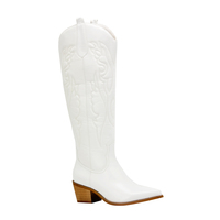 New Fashion stivali da Cowboy Slip-on punta a punta stivali occidentali tacco grosso Vintage ricama moda Botas Mujer scarpe invernali donna
