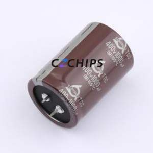 Condensateur électrolytique en aluminium à encliquetage TDC 400V1000 35*50, composant traversant (THT), D35xL50mm 1000uF 20% 400V 10mm - Product Image 1