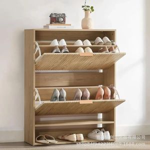 Chinese Style Solid Wood <b>Shoe</b> <b>Rack</b> With Ventilation Grille For Home Entrance Space Saving Design - Product Image 1
