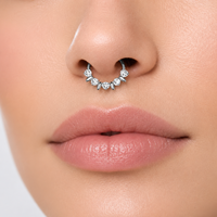 Anneau de nez articulé en titane ASTM F136 avec zircon rond et marquise, bijou de piercing pour le corps, idéal comme cadeau de mariage