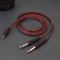 Câble audio TRS mâle 3,5 mm vers double TS mâle 6,35 mm (1/4 po), cordon de raccordement stéréo plaqué or pour mixeur/amplificateur