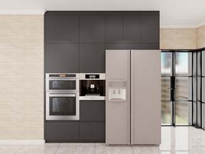 Gabinete de Cocina Moderno Personalizado en Gris con Islas, Estructura de Madera Contrachapada con Tablero de Melamina, Diseño Minimalista para Apartamento - Product Image 3