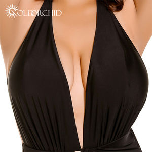 Conception populaire nœud papillon couleur unie col en v une pièce grande <span class=keywords><strong>taille</strong></span> femmes maillots <span class=keywords><strong>de</strong></span> <span class=keywords><strong>bain</strong></span> pour femmes 2025 - Product Image 4