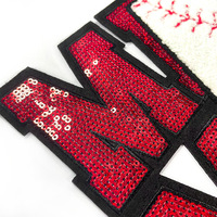 En stock, style tendance : Patch thermocollant de Noël en chenille, sequins et perles, motif MAMA grande taille, personnalisable OEM disponible