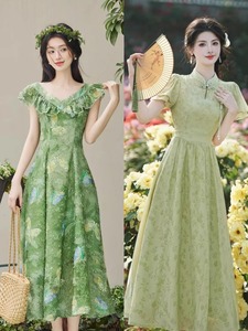 Fransız Baharı Çevre Dostu Şifon Yeni Stil Nazik ve Tatlı Retro Akışkan Tatil Plaj Perisi Uzun İnceltici Elbise - Product Image 2