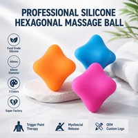 Balle de massage hexagonale professionnelle en silicone 60 mm pour points de pression, points de déclenchement, récupération musculaire et fascia, avec logo personnalisé