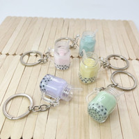 Porte-clés Boba liquide personnalisé en forme de tasse, style Kawaii, vente en gros à prix abordable