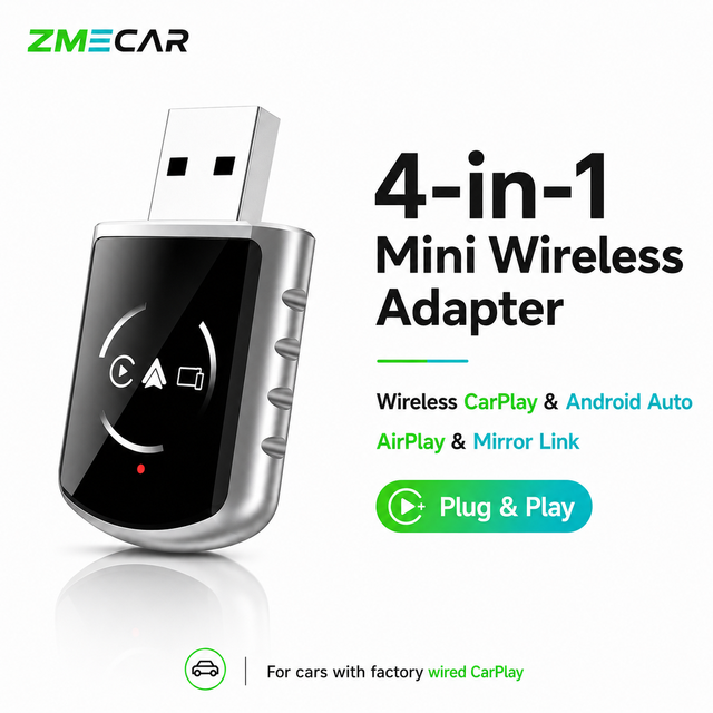 Wireless CarPlay Adapter Android Auto Adapter 2 in 1, Wired to Wireless USB Car Dongle, Plug and Play Fast Auto Connect