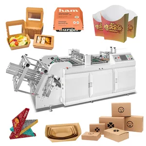 Haute vitesse entièrement automatique Pizza Hamburg Popcorn Box Kraft Paper Lunch Box Making Machine de formage