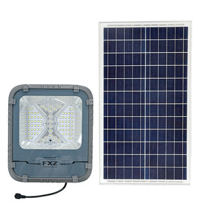 Projecteur solaire étanche IP67 avec 110 LED <span class=keywords><strong>5050</strong></span>, panneau solaire monocristallin 28W, batterie 3.2V 24AH, lumière extérieure - Product Image 1