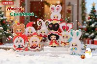 Baby Three Frohe Weihnachten Plüschtiere 100% Überraschungsbox Niedliche Hasen-Plüschpuppen mit Vinyl-Gesicht für Weihnachtsdekoration und Taschenanhänger