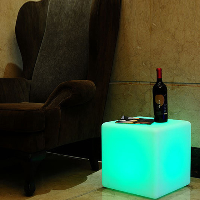 Светящийся пластиковый светодиодный кубик rgb 50x50x50 кубический стул уличный светильник на солнечной батарее