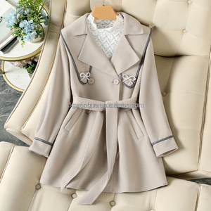 แจ็คเก็ตกันล<span class=keywords><strong>ม</strong></span>ตัวยาวสำหรับผู้หญิง, แจ็คเก็ตกันล<span class=keywords><strong>ม</strong></span>กระดุมสองแถวปิดฤดูใบไม้ผลิ/ฤดูใ<span class=keywords><strong>บ</strong></span>ไ<span class=keywords><strong>ม</strong></span>้ร่วง/ฤดูหนาว - Product Image 4