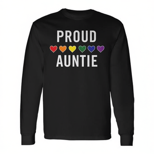 Maglietta a maniche lunghe con arcobaleno LGBTQ Pride di Proud Auntie - Product Image 2