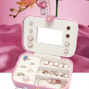 Wholesale Luxury Velvet Jewelry Box Rectangle Jewelry Organizer <b>Storage</b> <b>Rings</b> for Earrings Necklace Lipstick Premium Jewellery - Product Image 4