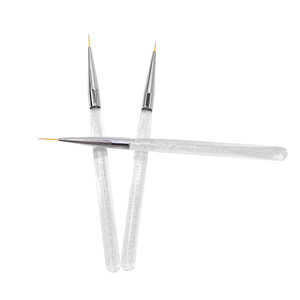 Kit de 20 pinceaux à ongles en acrylique, 14 cm, manche pailleté, poils en nylon, pour nail art, OEM, salon de beauté, manucure - Product Image 3
