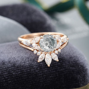 Anillo de Compromiso Vintage de Plata 925 con Moissanita en Oro Rosa, Corte Marquesa Gris, para Mujer, para Fiestas - Product Image 2