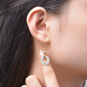 High-end S925 <b>silver</b> earrings set with natural A-grade jadeite. Ice-grade jadeite fashion women's earrings - Product Image 5