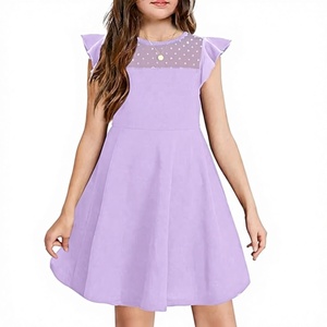 Vestidos de Verano para Niñas de Alta Calidad, Diseño de Malla con Color Sólido, Vestido Corto Bonito para Fiestas Diarias, Venta al Por Mayor - Product Image 1