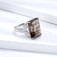 YBO Dainty 925 Sterling Silber Fine Jewelry Natural 20 Karat Rauchquarz Trau ringe für Männer & Frauen Square Cut Diamond