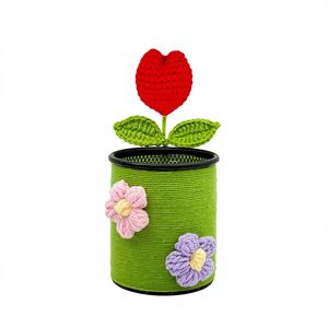 Portalápices de Flores de Ganchillo Hechas a Mano, Girasoles de Ganchillo, Soporte para Bolígrafos con Forma de Planta en Maceta, para el Día de San Valentín - Product Image 6