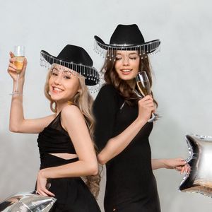 Quescu femmes strass blanc chapeau de <span class=keywords><strong>Cowboy</strong></span> mariée Cowgirl chapeau pour enterrement de vie de jeune fille Halloween Costume tenue décontracté cadeau pour - Product Image 6