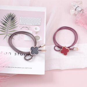 Coletero coreano de colores S152, coletero moderno con forma de corazón y trébol de cuatro hojas, accesorio para el cabello al por mayor de tienda de un dólar. - Product Image 2