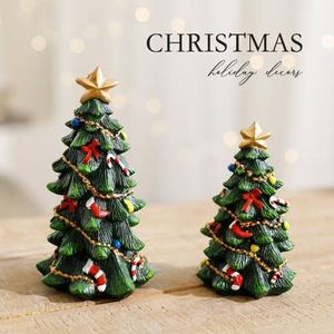 Dropshipping Shopify <b>Mini</b> Resin <b>Christmas</b> <b>Tree</b> Tabletop Decoration Ornament For Holiday Home Shelf Display - Product Image 4