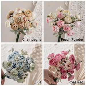 Nouveau populaire 18 têtes blanc <span class=keywords><strong>rose</strong></span> renoncule maison mariage décoration fête soie tissu artificiel Mini thé <span class=keywords><strong>Rose</strong></span> <span class=keywords><strong>Bouquet</strong></span> - Product Image 5