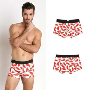 Celana dalam pria kualitas tinggi Logo merek pinggang kustom celana dalam Boxer spandeks pria katun elastis