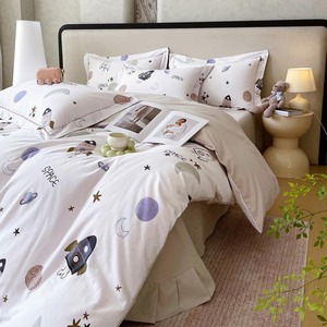 Windmill Jasmine Kids Bedding Set 4-Piece Pure Cotton Space Print Duvet Cover For Children's Room - Product Image 4