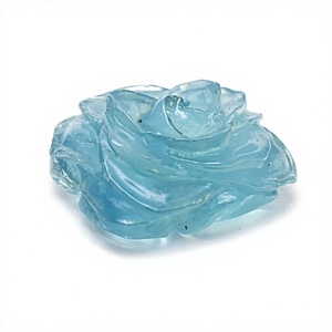 Aigue-marine bleue naturelle stabilisée, pierre précieuse sculptée en forme de fleur, cabochon en vrac pour la fabrication de bijoux DIY - Product Image 1