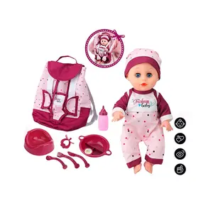 बिक्री के लिए बैकपैक कैरीइंग बैग के साथ 2024 नई 14 इंच सिलिकॉन रीबॉर्न बेबी गुड़िया बच्चों की नवजात गुड़िया