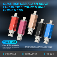 Clé USB 2-en-1 Type-C avec logo personnalisé gratuit, 128 Go, 64 Go, 32 Go, 16 Go, 8 Go, clé USB originale pour ordinateur et téléphone portable