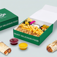 Caja de Embalaje de Papel Negro de Lujo para Alimentos Desechables, Caja para Comida Rápida, Pollo Frito, Hamburguesas y Papas Fritas
