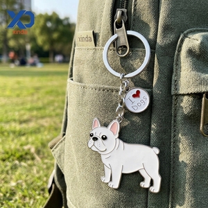Porte-clés personnalisés en alliage de zinc émaillé, motif <span class=keywords><strong>bouledogue</strong></span> français mignon, émail souple et dur, pendentif chien, cadeaux promotionnels pour salons professionnels - Product Image 1