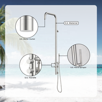 Panneau de douche extérieur en acier inoxydable Robinets muraux autonomes de conception de pluie polie pour salles de bains d'hôtels