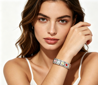 RVS Italiaanse charme armband met kleurrijk hart geboortesteen modulair DIY sieraden voor vrouwen, cadeau voor verjaardag/Valentijnsdag