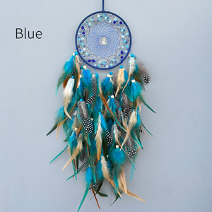 Kerajinan Bulu Alami Ramah Lingkungan Buatan Tangan Warna-Warni Bohemian Agate Beaded Dream Catcher Dekorasi Pernikahan Hiasan Gantung Rumah - Product Image 5