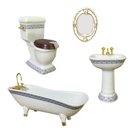 Ensemble de salle de bain miniature pour maison de poupée à l'échelle 1:12, en porcelaine, 4 pièces, modèle de meubles, accessoires pour mini maison de poupée, vente en gros