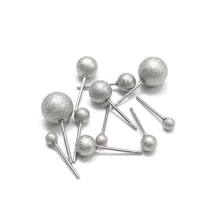 Stainless Steel Stud Earrings With <b>Sandblasted</b> Round Beads Ball Shape Simple Sparkly Fashion Accessories - Product Image 2